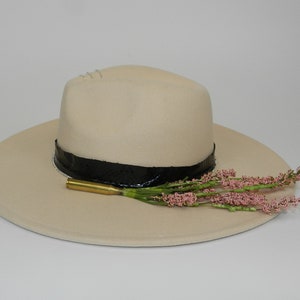Snakeskin & Bullet Beige Wide Brim Fedora