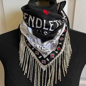 Whiskey Rhinestone Black Cotton Bandana