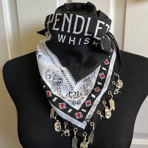 Whiskey Western Charm Black Cotton Bandana