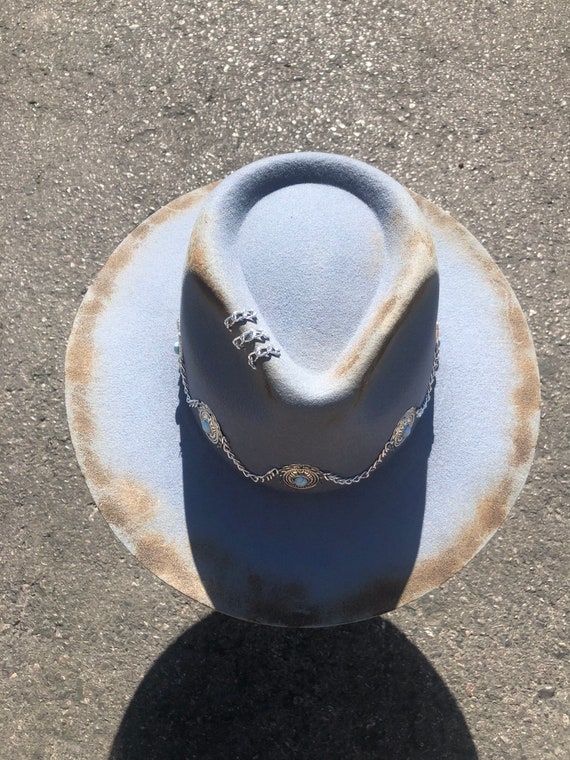 Western Dusty Blue Distressed Hat Size Small - Etsy display picture 3