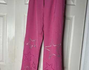 Size 6 high waisted pink star trousers