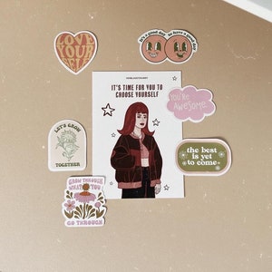 È tempo per te di scegliere te stesso - Stampa A6 | Citazione | Mini post | Illustrazione | Ragazza carina | Kawaii | Tipo | Stampa artistica | Cancelleria