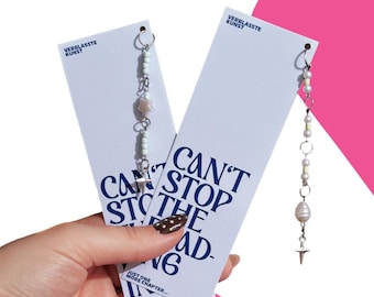 Handgemachtes Lesezeichen mit personalisierbarem Perlen-Anhänger | Silberner Stern Charm | Geschenk für Leseratten | Custom Bookmark