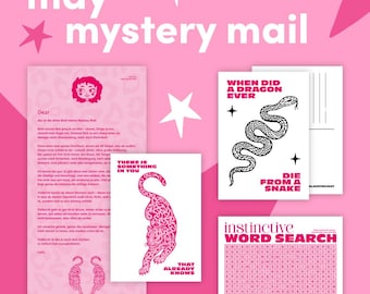 Mystery Mail – Ein monatlicher Brief mit 3-5 geheimen Artikeln, wie Sticker, Prints und Lesezeichen, sowie Ideen, Rezepte & Denkansätze