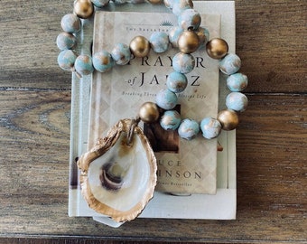 Oyster Shell, Blessing Beads, Coastal Decor, Prayer Beads, Top Seller, Oyster Bead Decor, Shell blessing beads, Christmas Gift,  Shell Art