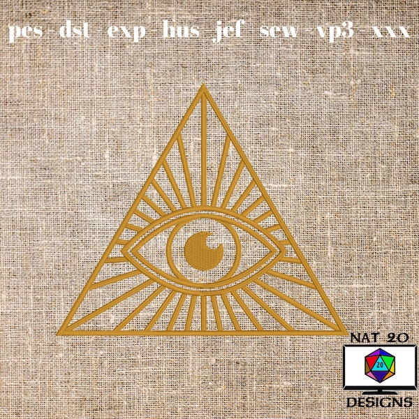 All-Seeing Eye Machine Embroidery Design, Conspiracy Embroidery, Secret Government Design dst, exp, hus, jef, pes, sew, vp3, xxx