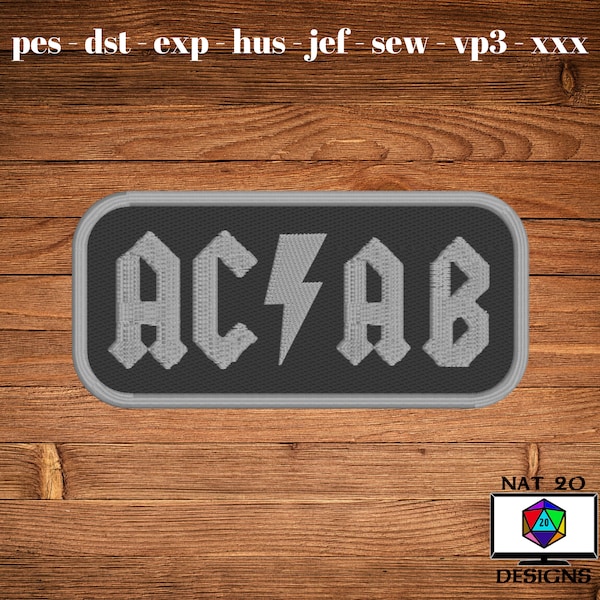 ACAB Rock Font Perfect for Patches Machine Embroidery Design, Battle Jackets or Vests dst, exp, hus, jef, pes, sew, vp3, xxx