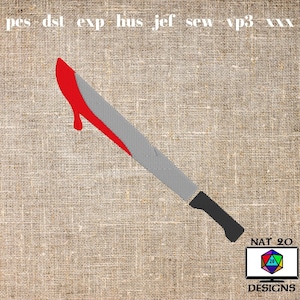 Bloody Machete Machine Embroidery Design dst, exp, hus, jef, pes, sew, vp3, xxx