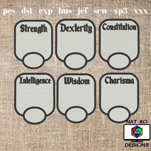 DnD Stat Block Bundle Machine Embroidery Design dst, exp, hus, jef, pes, sew, vp3, xxx