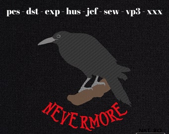 Nevermore Raven Embroidery Design 5x7 (Digital Download)