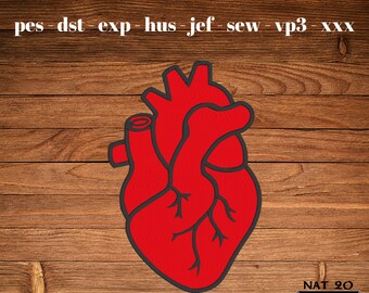 Anatomical Heart Machine Embroidery Design (dst, exp, hus, jef, pes, sew, vp3, xxx)