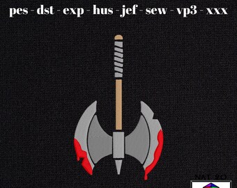 Bloody Axe Embroidery Design, Fantasy Nerdy Embroidery (Digital Download)