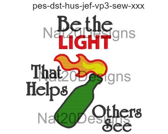Be the Light Molotov Machine Embroidery Design 5x7, Riot Embroidery, Resist Stitching, Perfect for Revolution, Fits Well on Bags and Purses