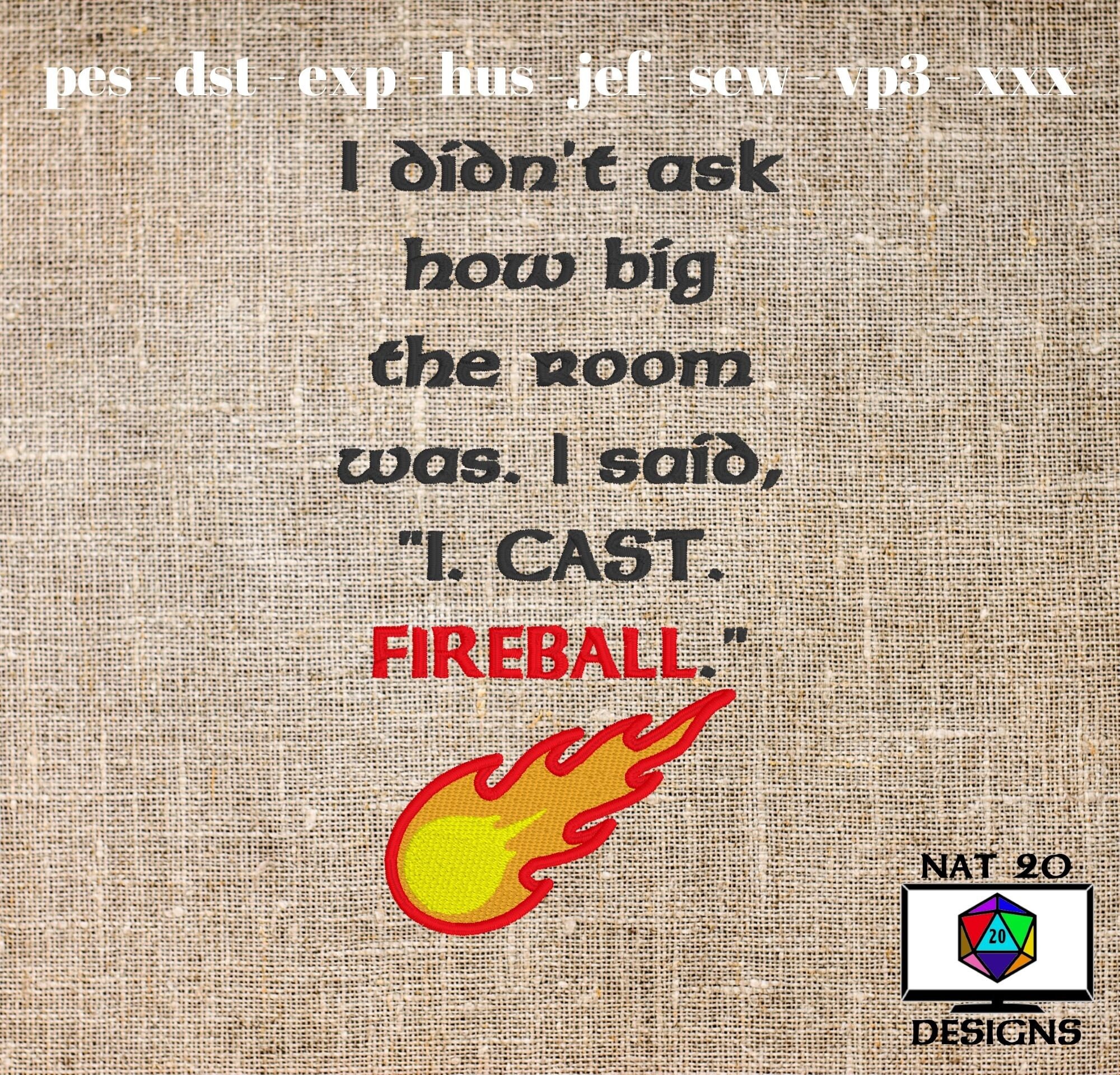 I Cast Fireball D D Embroidery Design Machine Embroidery Etsy I Cast Fireball D D Embroidery Design Machine Embroidery Etsy