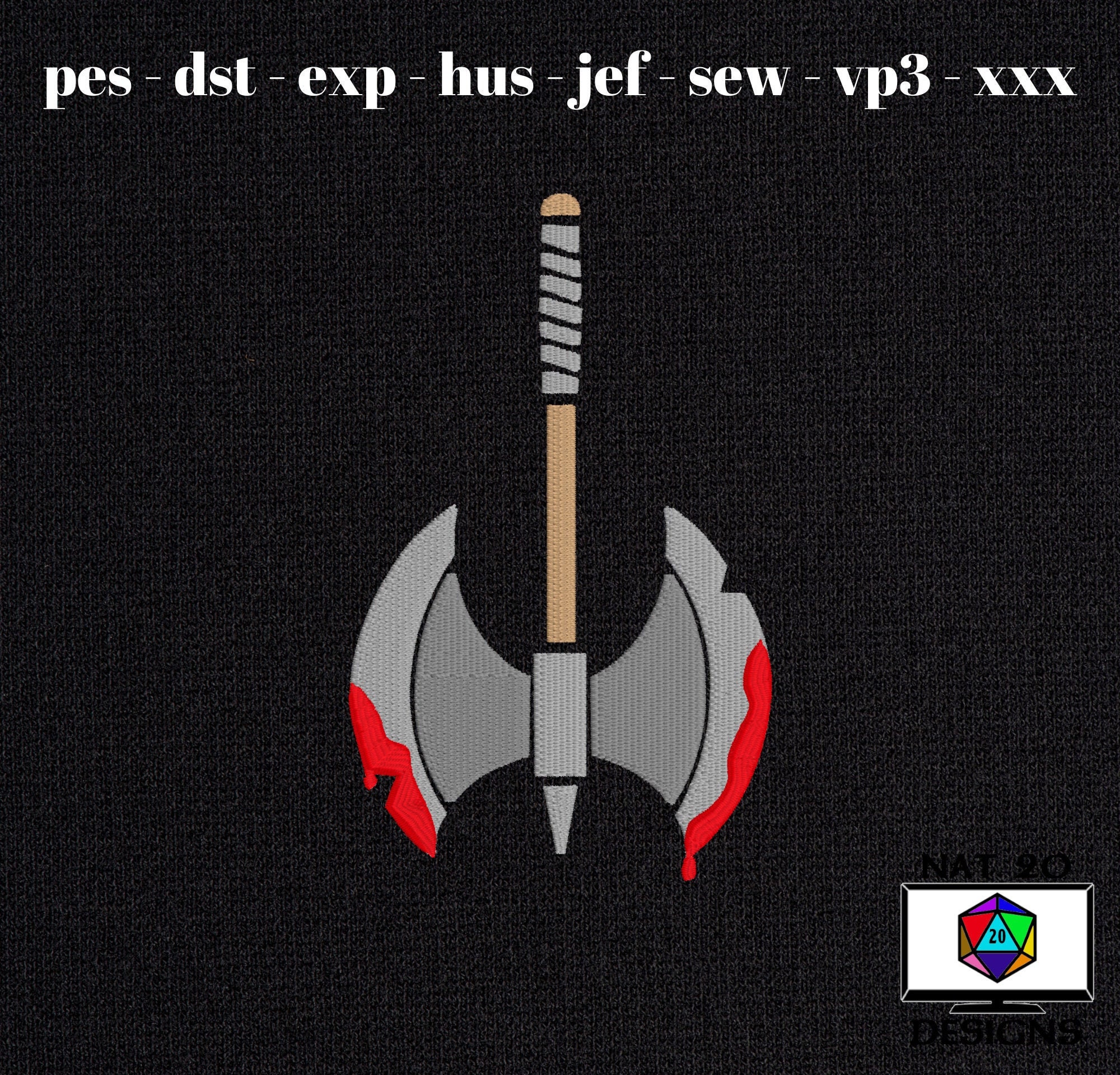 Bloody Axe Embroidery Design Fantasy Embroidery Nerdy Etsy
