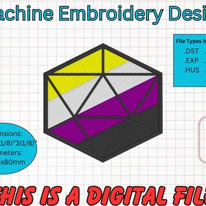 Dados de la bandera del orgullo no binario, diseño de bordado a máquina (descarga digital)