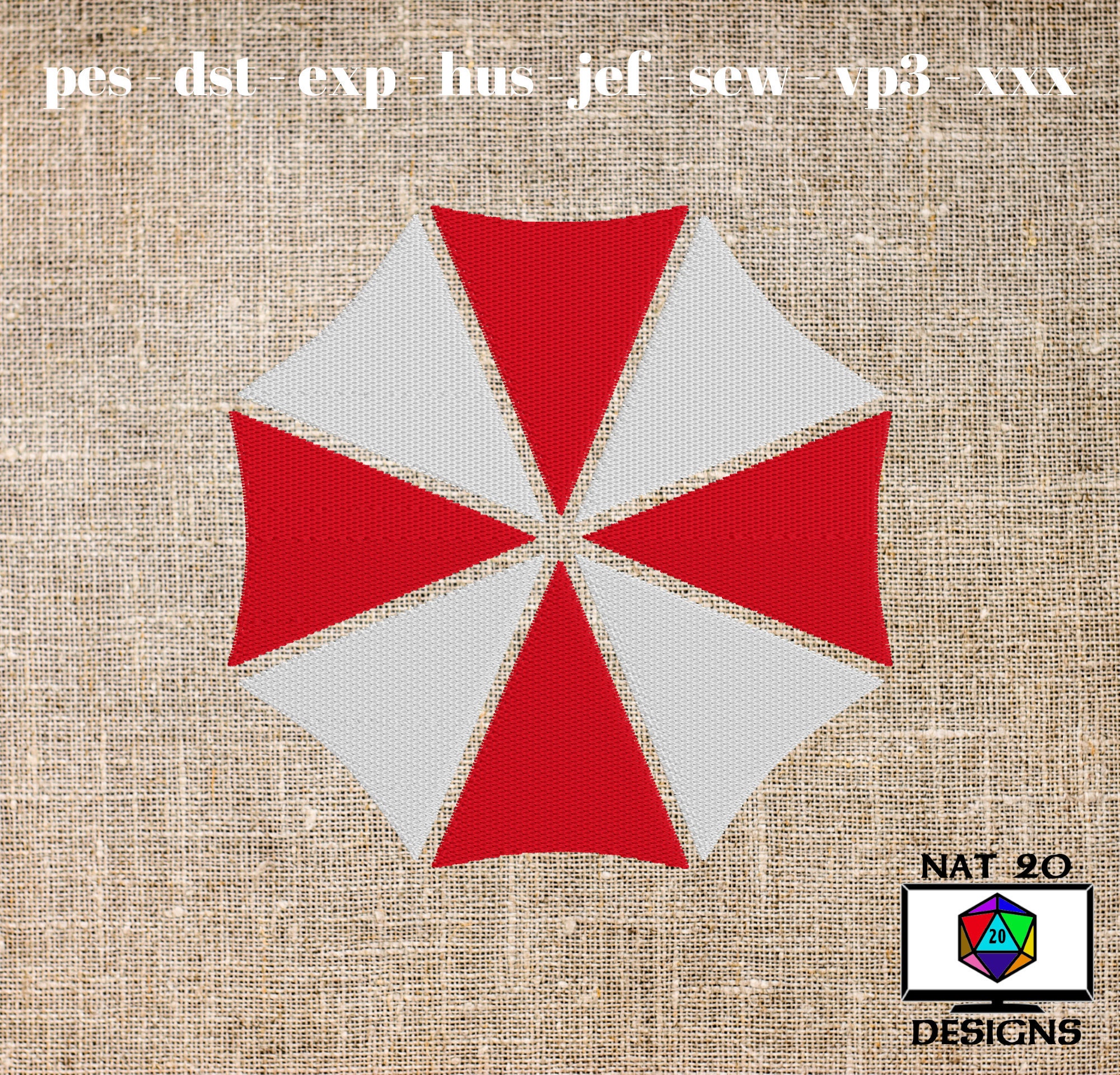 Red and White Scifi Umbrella Symbol Embroidery Design Etsy