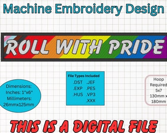 Roll With Pride Flag, Machine Embroidery Design (Digital Download)