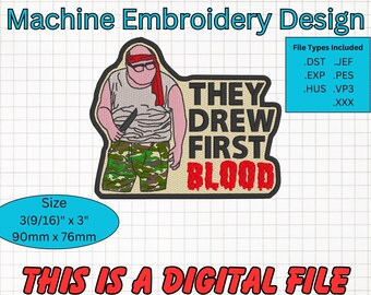 Frank Rambo Embroidery Design, Movie Parody (Digital File)