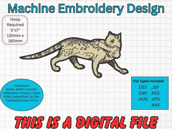Gato Dick Ladrón Diseño de bordado Máquina Diseño de bordado dst  