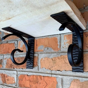 2 pcs / One Pair of shelf brackets, Quality Hand Crafted Wrought Iron Shelf Bracket, Decorative Metal Shelf Bracket Black
