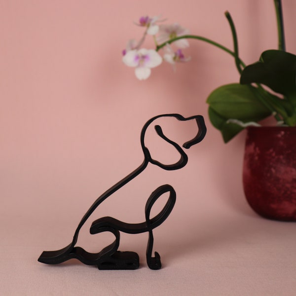 3D Printed Beagle Dog in Minimalist Line Art Style: A modern decoration for animal lovers