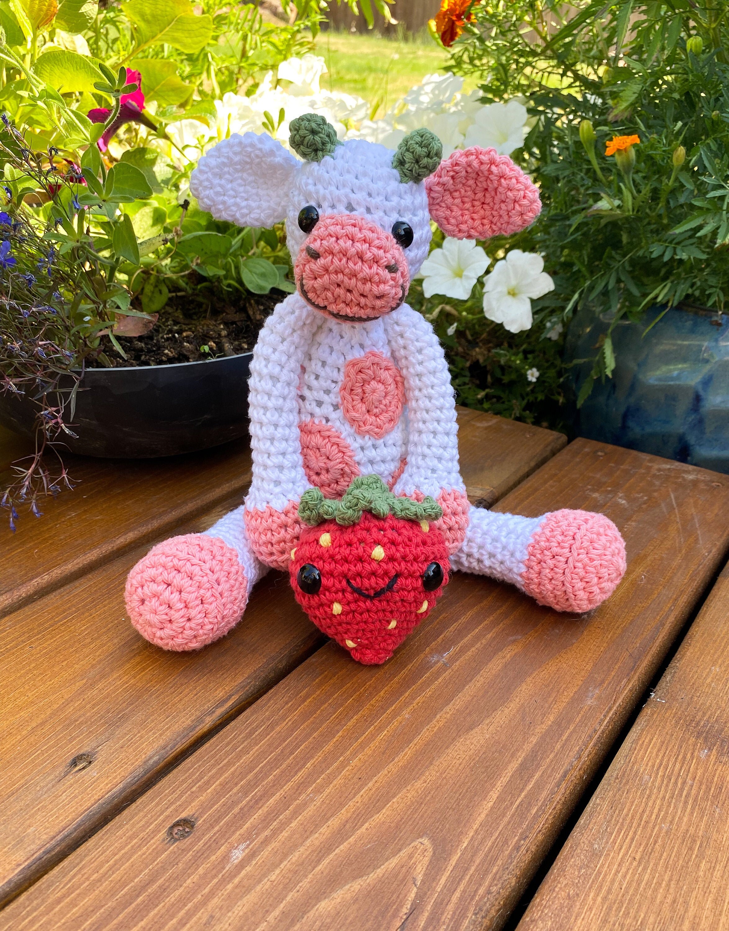Crochet strawberry cow strawberry cowcrochet cow Etsy