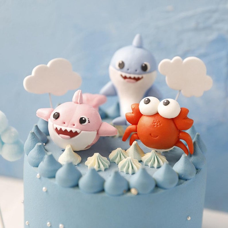 Cartoon Sea Animal Crab Cake Topper Birthday Cake Decor Mermaid Party Decor Mermaid Supplies Under the Sea Baby Showr Cake Decor
