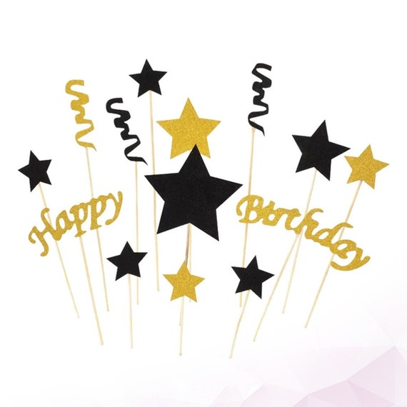 24pcs/1set Cake Toppers Glitter Stars Spirals Paper Cake Fruit Etsy