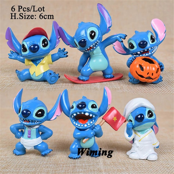 30%off Sale 6pcs Stitch Figure Anime Cartoon Figures Kawaii Collectable Pvc  Model Doll Birthday Cake Decor Toys for Children Xmas 