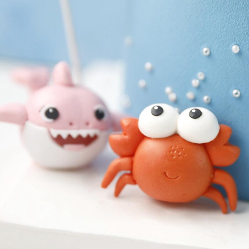 Cartoon Sea Animal Crab Cake Topper Birthday Cake Decor Mermaid Party Decor Mermaid Supplies Under the Sea Baby Showr Cake Decor