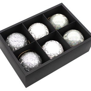 Paper Mache Christmas Baubles – Set of 6 Large Luxury Handmade & Hand Painted | Decorative | Ornamental | Christmas | Balls