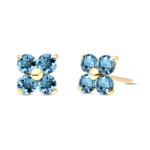 Blauer Topas Ohrringe / 14K Gelbgold/Echte Schweizer Blautopas Ohrringe / 14K Ohrstecker / März Birthstone Vintage Stil / 14K Ohrring