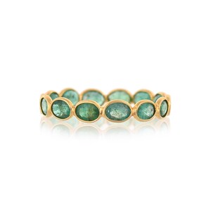 Natural Emerald Eternity Band/ Emerald Wedding Band /Green Stackable Band/ Full Eternity 4x3mm Band Ring / Valentine Ring/ Christmas Ring