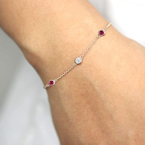 14K Gold Ruby Diamond Bracelet: July Birthstone Jewelry
