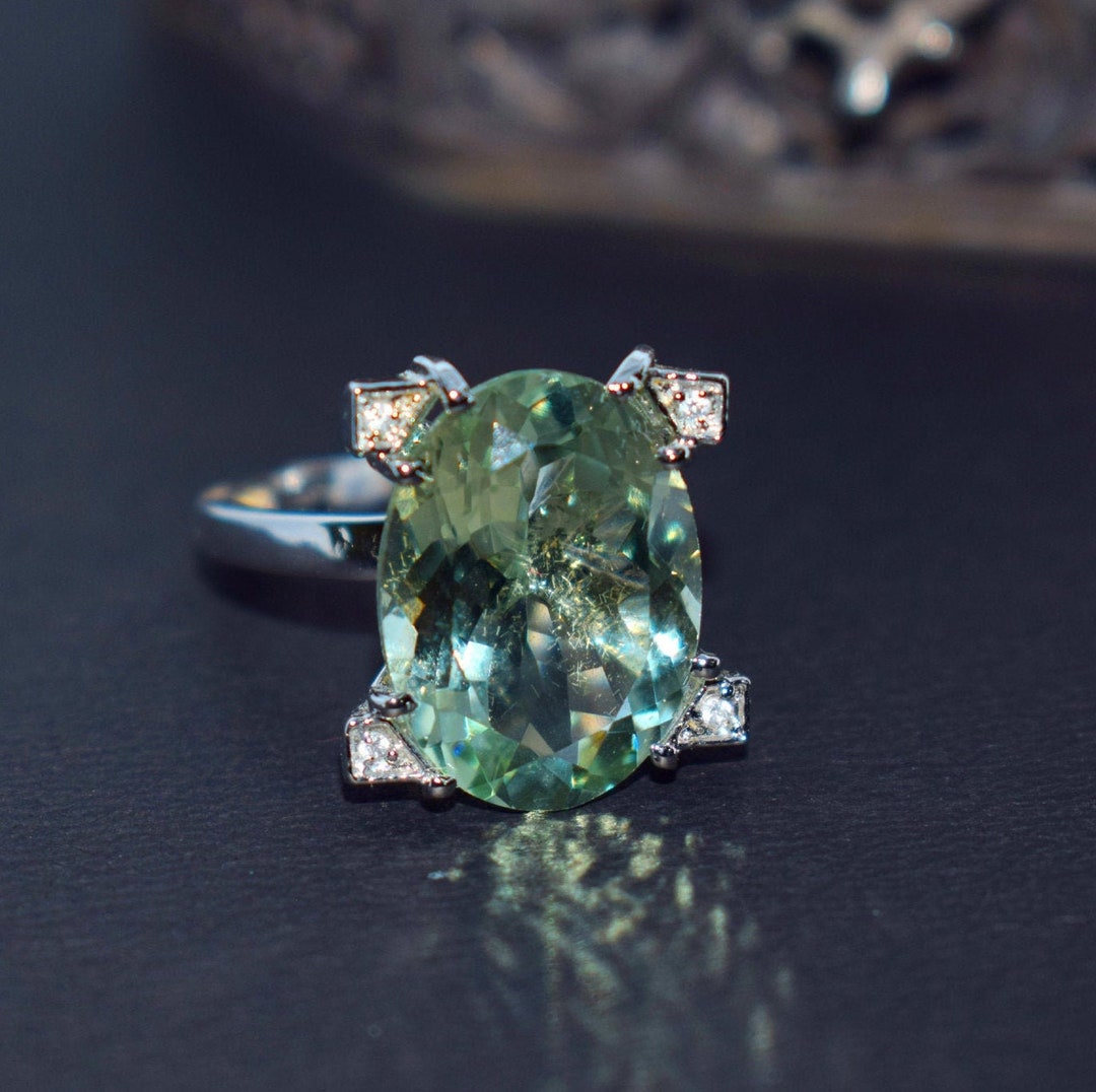 925 Solid Sterling Silver/natural Green Amethyst/jewelry - Etsy