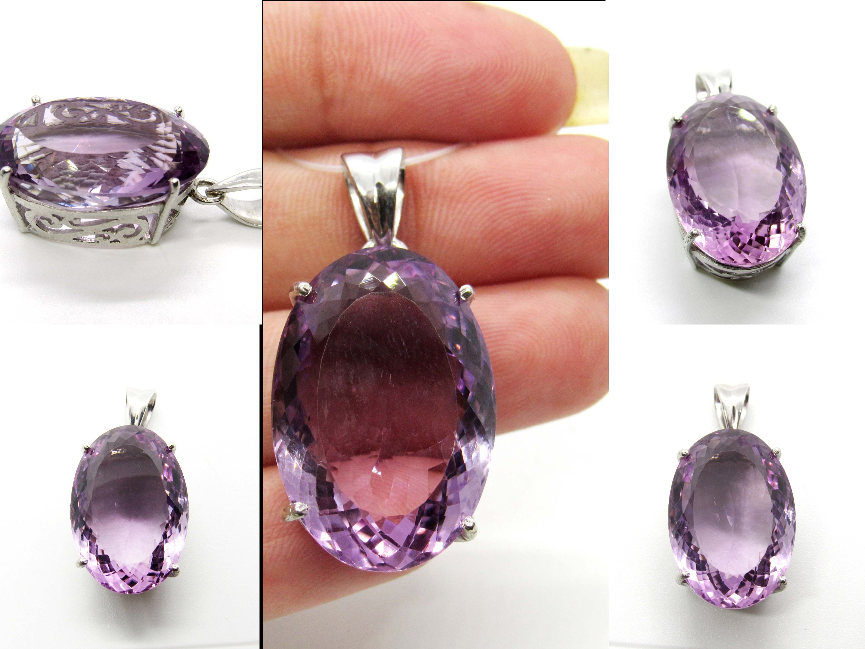 100 Natural Gemstone Pendant925 Sterling Silver Etsy
