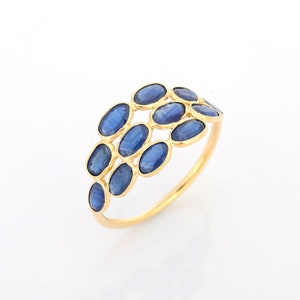 14 K Solid Gold Gemstone Ring/Natural Sapphire Gemstone Ring/Minimalist Precious Stone Ring / September Birthstone Ring/ Gift for Her & Him