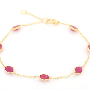14K Gold Natural Ruby Bracelet: July Birthstone Jewelry