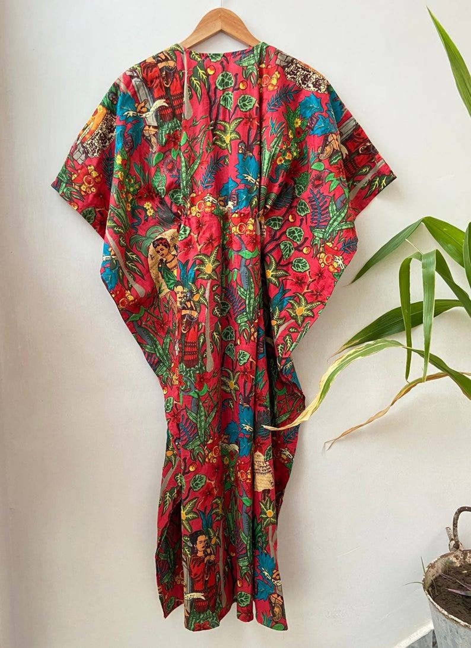 Frida Kahlo Print Women Kaftan 100% cotton light weight | Etsy