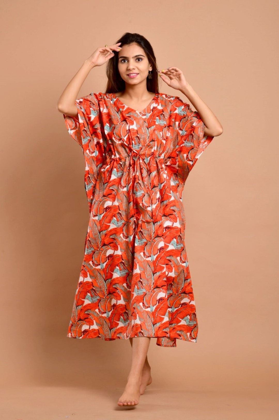 Indian Cotton Kaftan Indian Floral Kaftan Long Caftan Beach Etsy