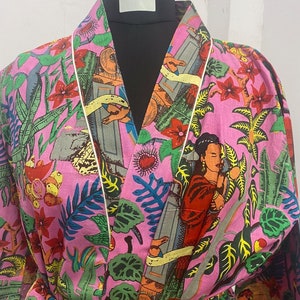 Kimono Robe Ladies Dressing Gown Hand Printed 100% Light - Etsy