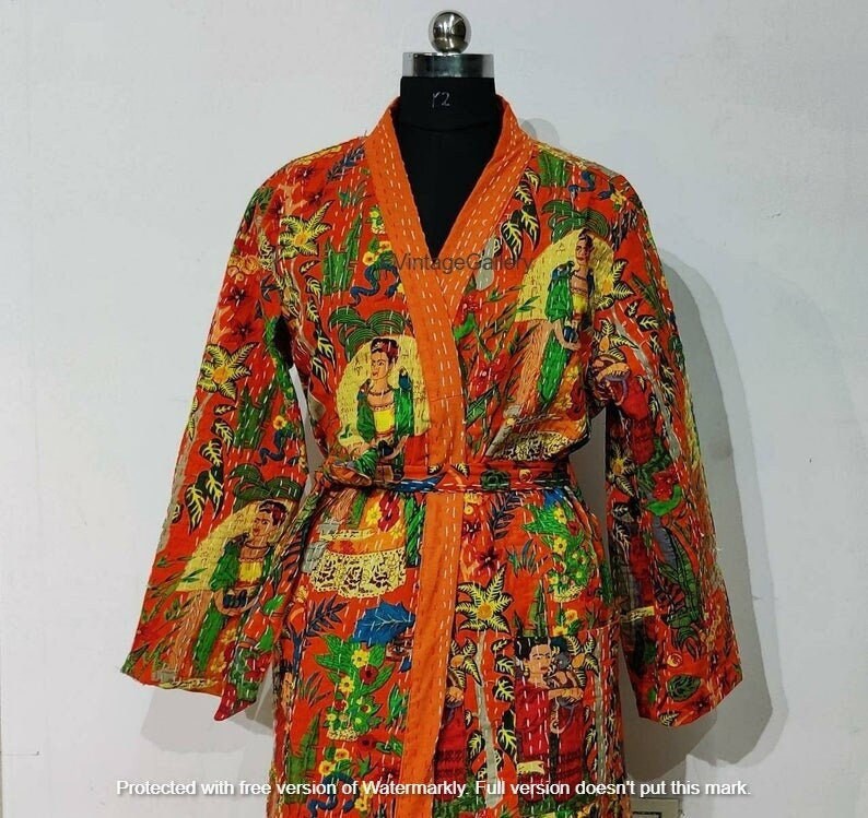 Farida Kahlo Women Wear Kantha Quilt Handmade Jacket Long | Etsy