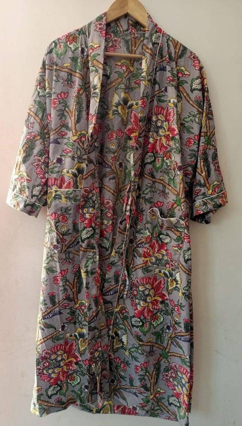 Kimono Robe Cotton Dressing Gown Bathrobe for Women - Etsy