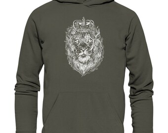 King Lion with Crown on His Head - Organic Basic Hoodie