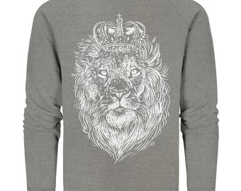 King Lion with Crown on His Head - Organic Sweatshirt