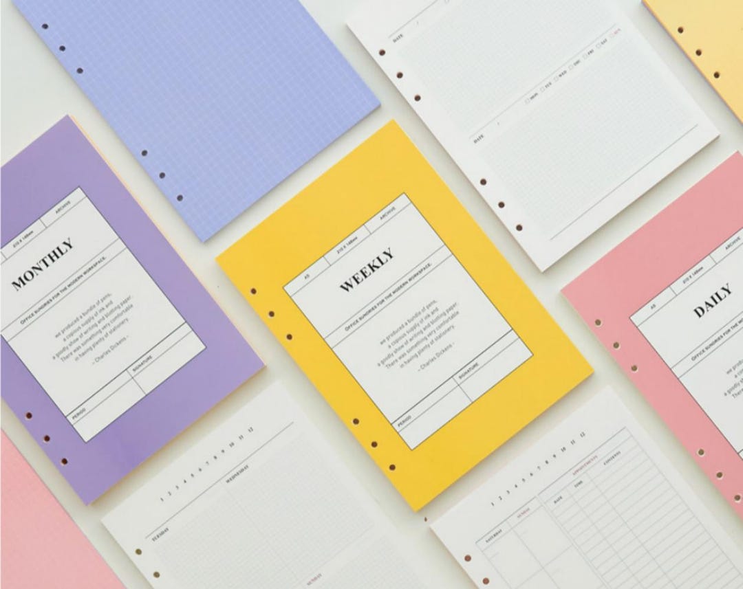 A5 6 Ring Tab Index Pad [3 Types] A5 Planner Refills | Diary Inserts ...