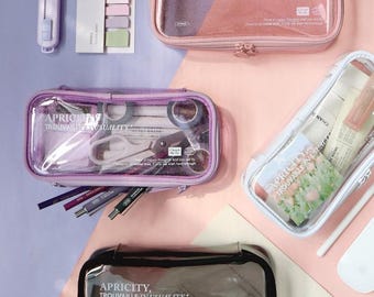 Large Pen Pouch | Makeup Pouch | Pencil Case | Clear case | Multipurpose Pouch | Art and Craft Supply Zipper Pouch | Gift Idea for Her