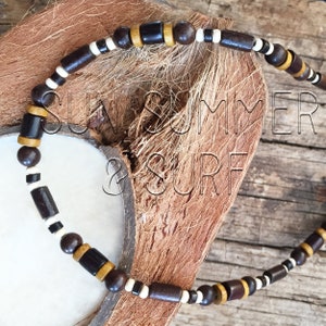 Wooden Necklace For Men - Surfer Style Necklace - Beach Jewelry - Surf Necklace - Wood Necklace - Native - Mens Choker Necklace - Hawaiian