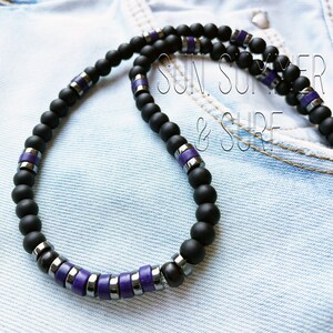 Black Onyx Necklace - Mens Bead Necklace - Surfer Style Choker Collar - Onyx Jewelry - Natural Stone Necklace - Necklaces For Women - Tribal